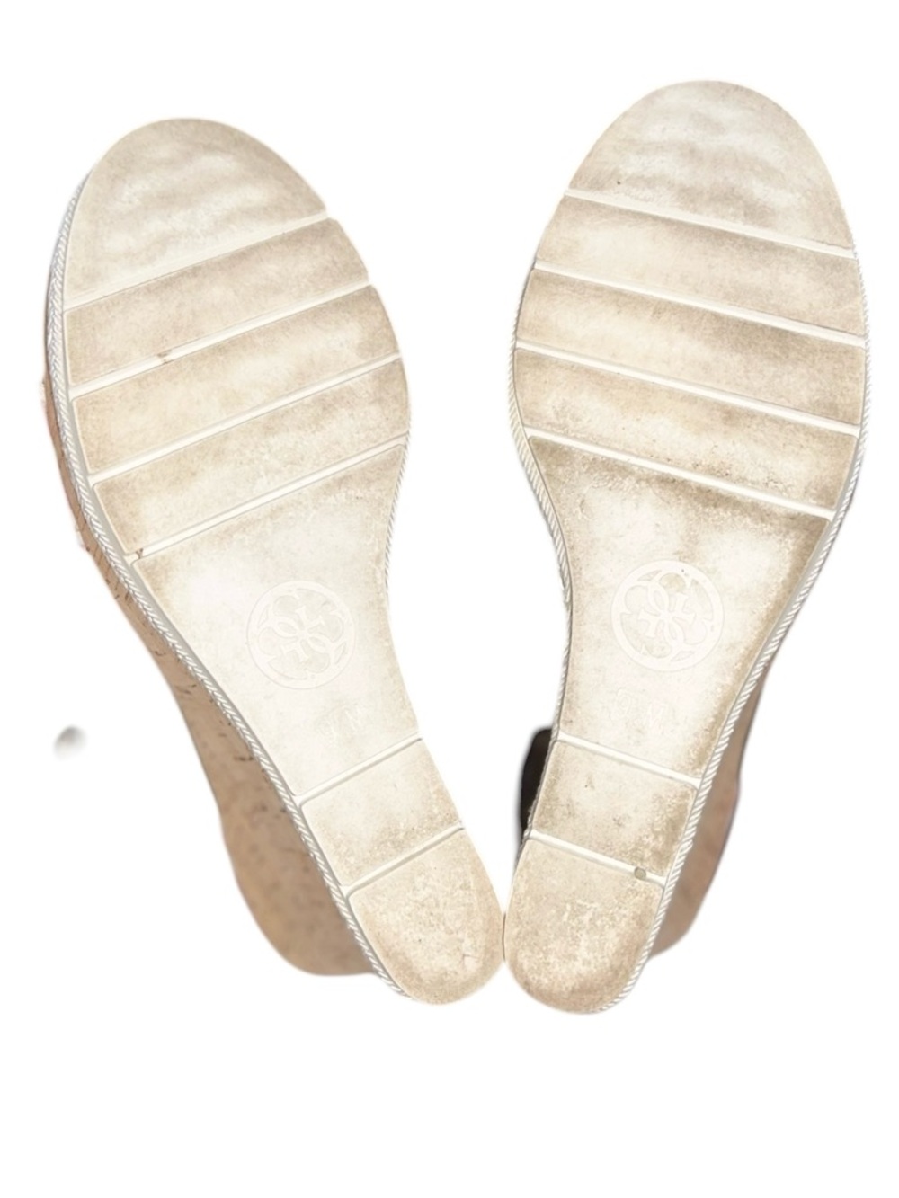Guess Gingham Cork Wedge Sandals Womens Pink & White Checkered Size 9.5 - Picture 7 of 7